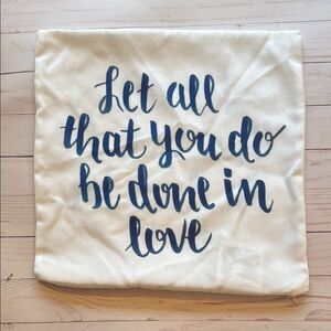 Inspirational Quote Pillow Cover Blue White Decor